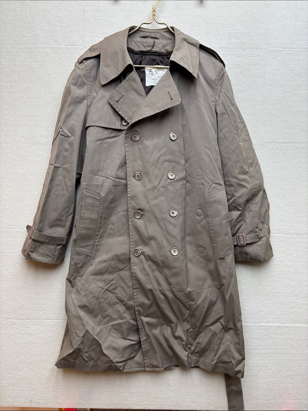 London Fog 42 regular Beige Trench Coat with Brown Plush Lining
